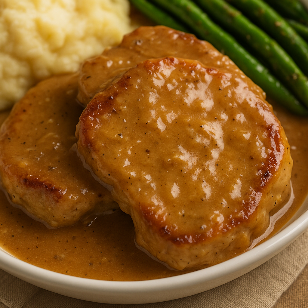 Slow Cooker Smothered Pork Chops for Two