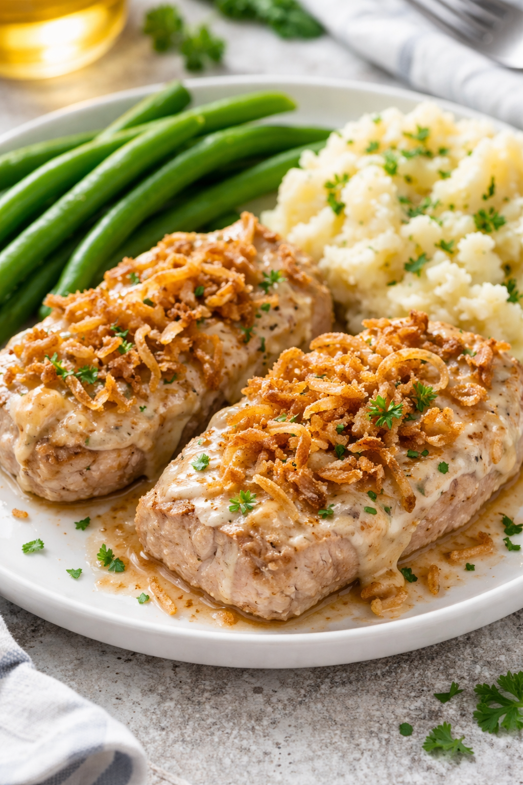 French Onion Pork Chops for Two