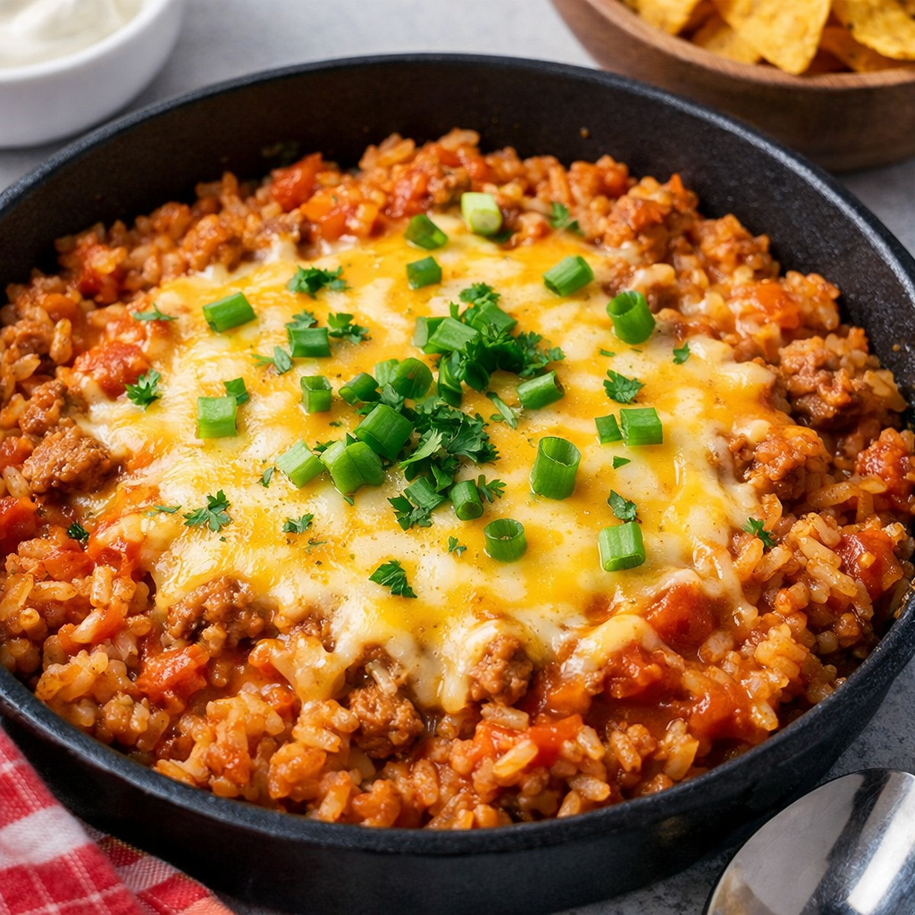 Cheesy Taco Rice for Two (One-Pan Budget Meal)