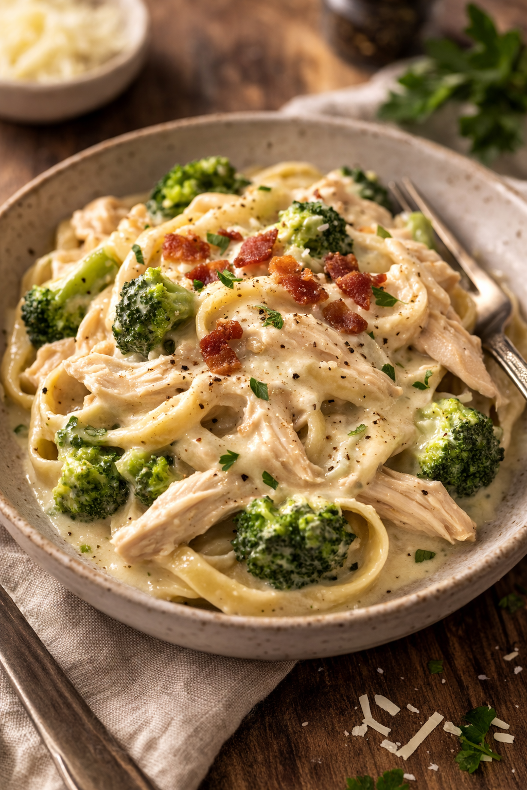 Chicken Broccoli Alfredo for Two