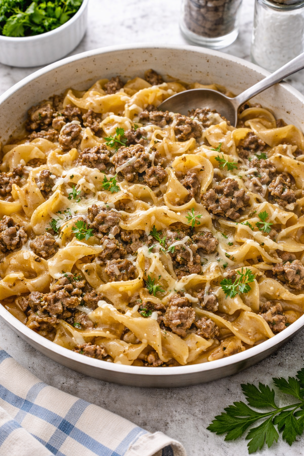 Budget French Onion Beef Noodle Skillet for Two