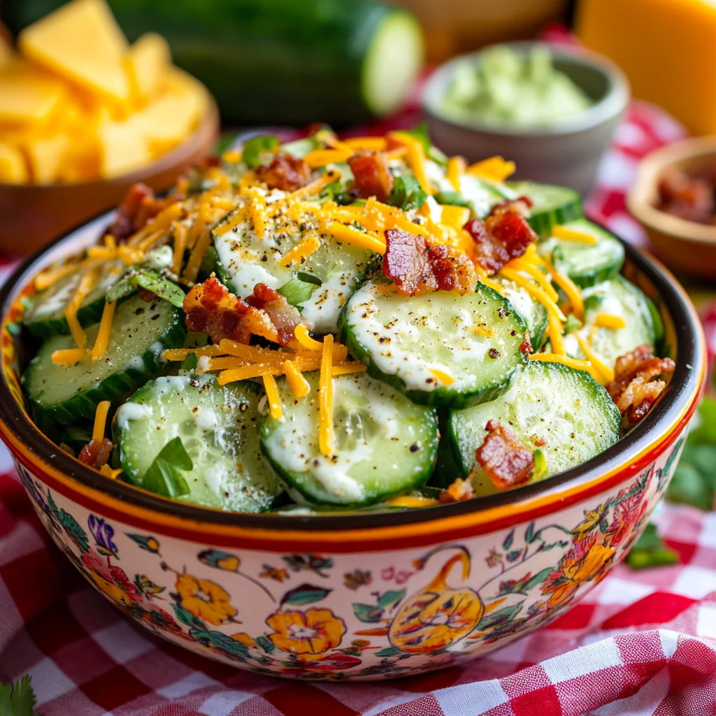 Creamy Bacon Cucumber Salad for Two (Easy Side Dish)